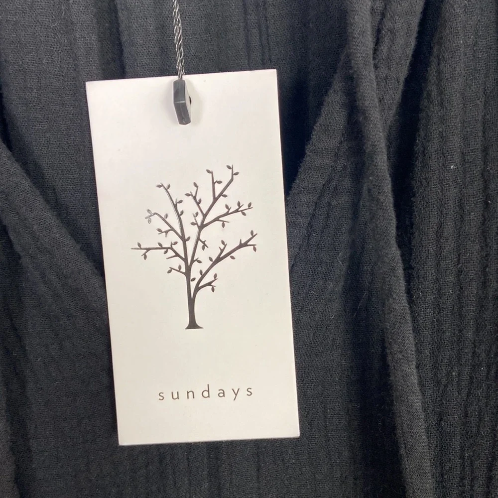 NWT Sundays Reese Dress Women's S Gauze Split Neck Cinched Waist Summer Coastal - Picture 7 of 12